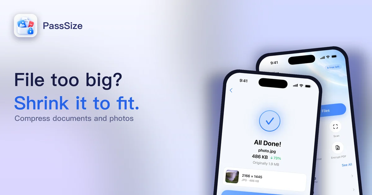PassSize: Compress documents and photos